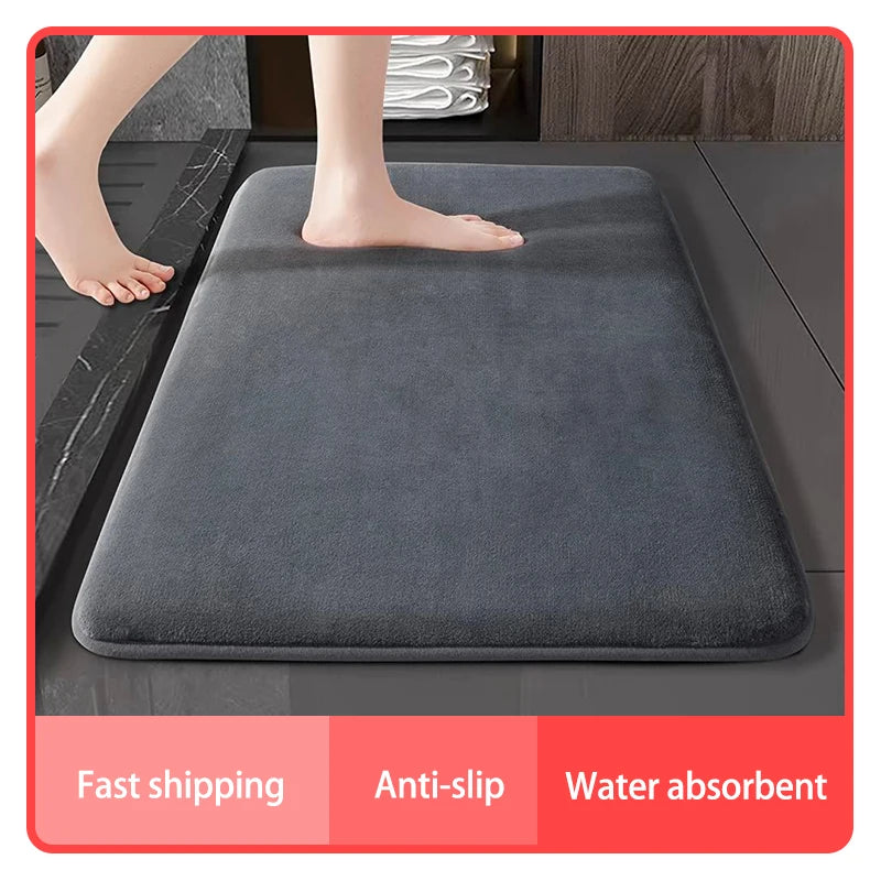 Super Absorbent Coral Velvet Anti-Slip Bathroom Floor Mat