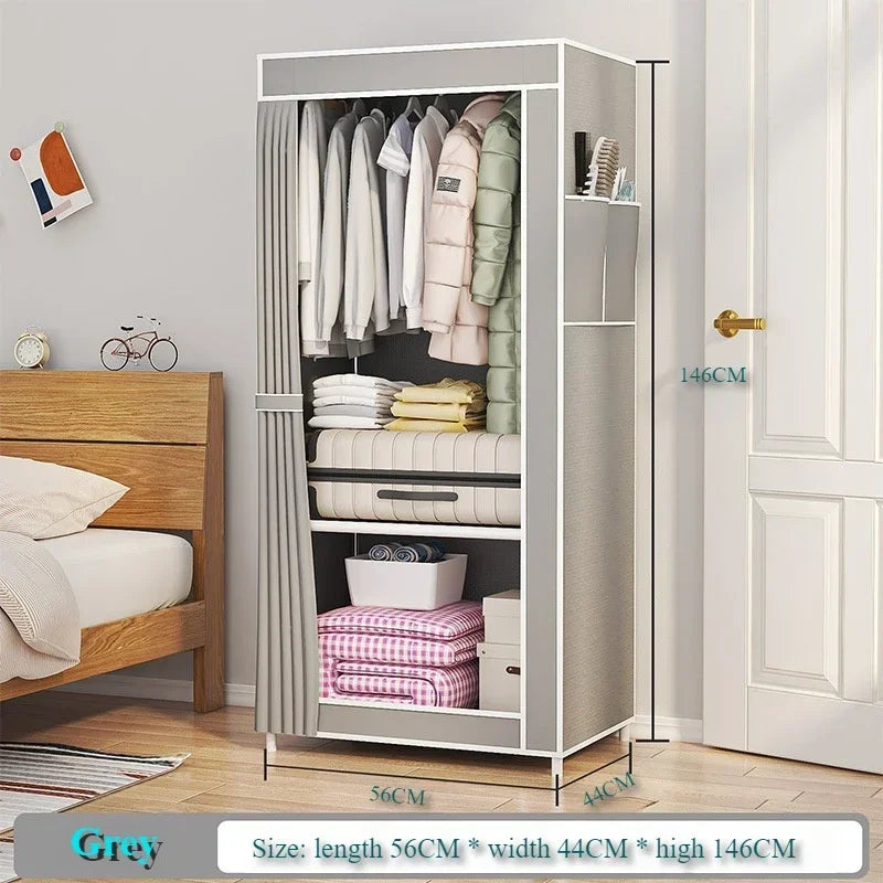 Dustproof Fabric Wardrobe – Foldable, Multilayer, Large Capacity