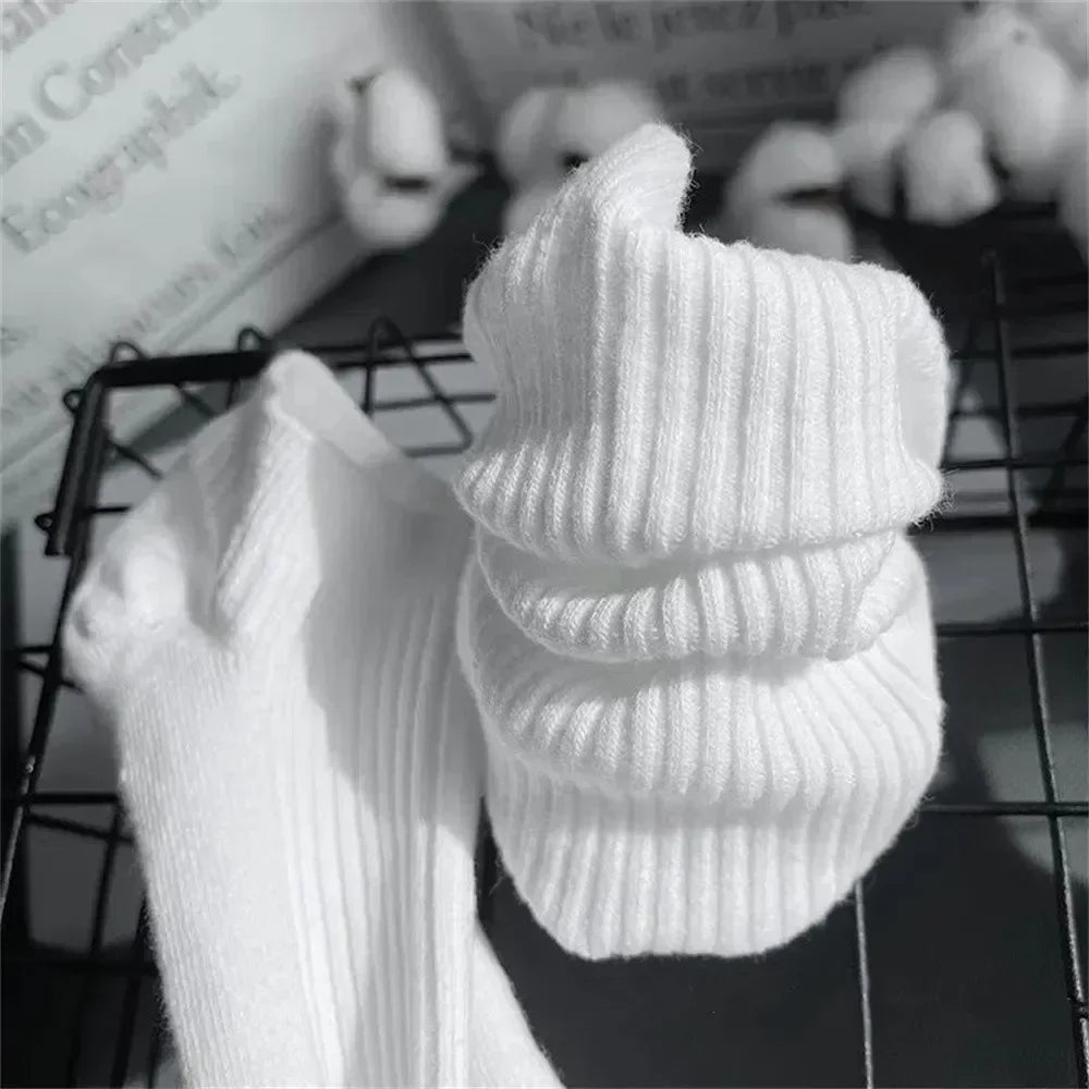 5 Pairs Women's Cotton Ankle Socks – Low-Cut, White (EU 36-42)