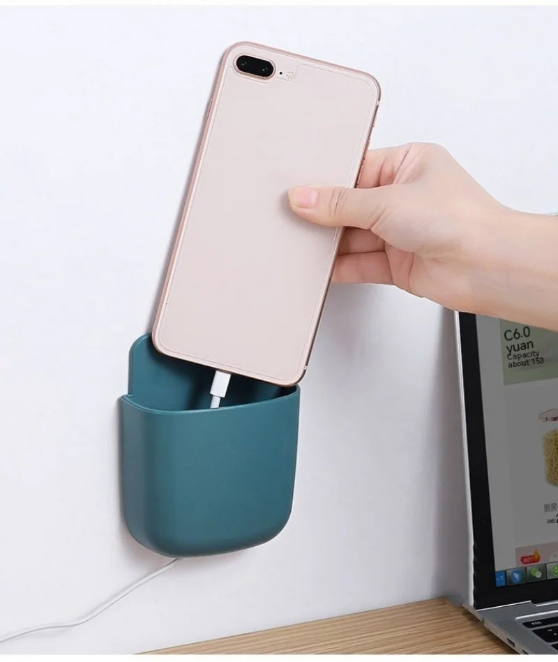 Wall-Mounted Storage Box – Phone & Remote Holder Stand