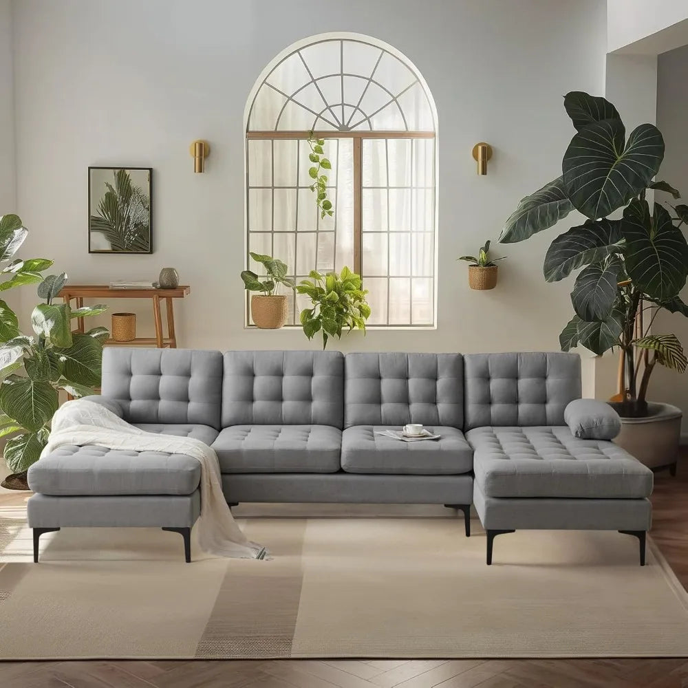 110" Modern U-Shaped Sectional Sofa with Double Chaise