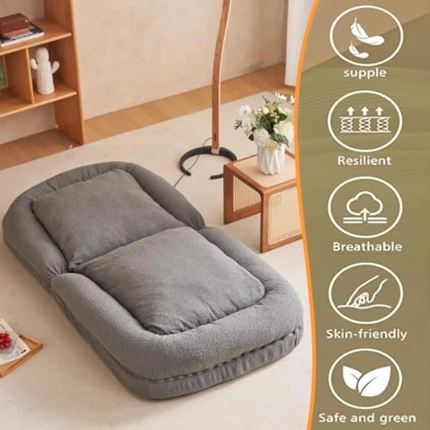3-Position Adjustable Tatami Dog & Floor Sofa Bed with Pillows