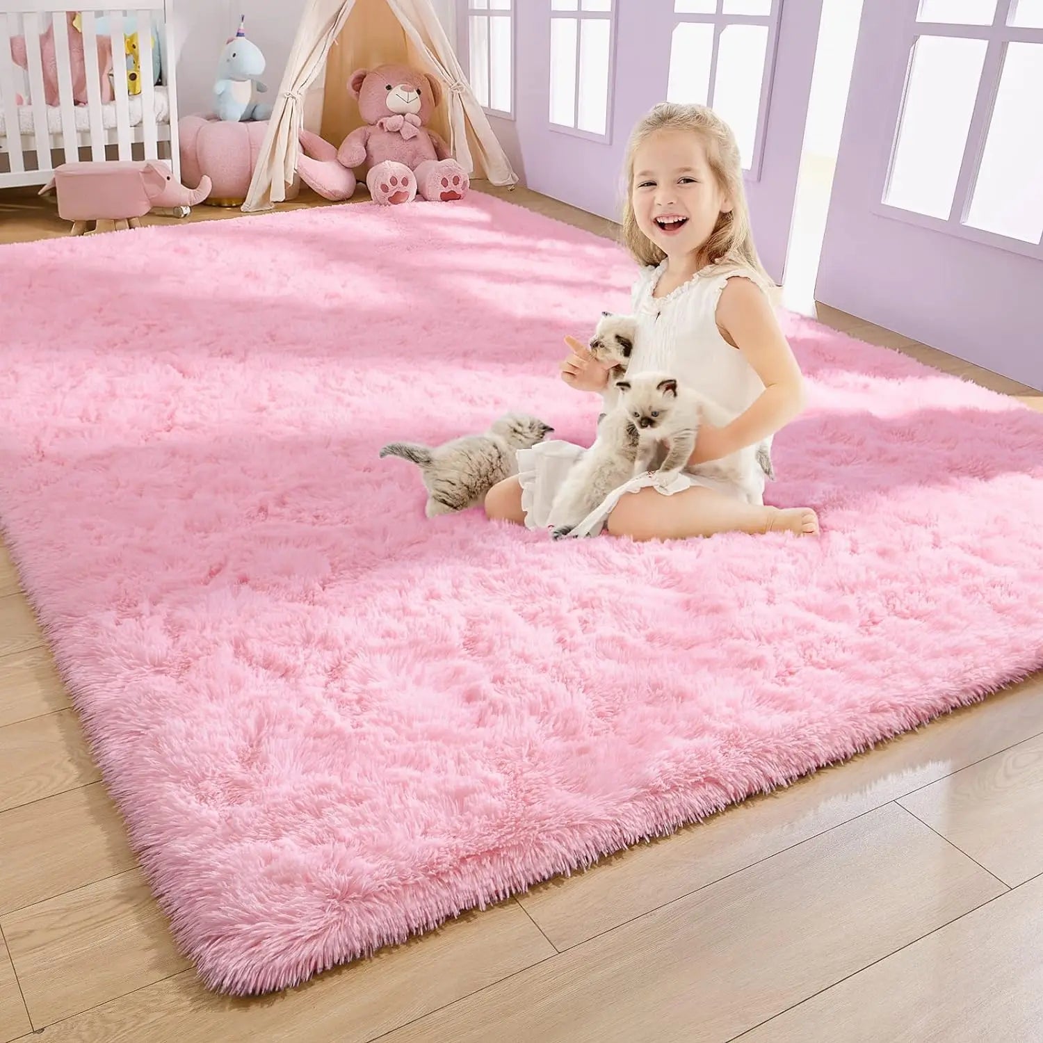 Plush Soft Fluffy Carpet Rug for Living Room & Kids’ Bedroom