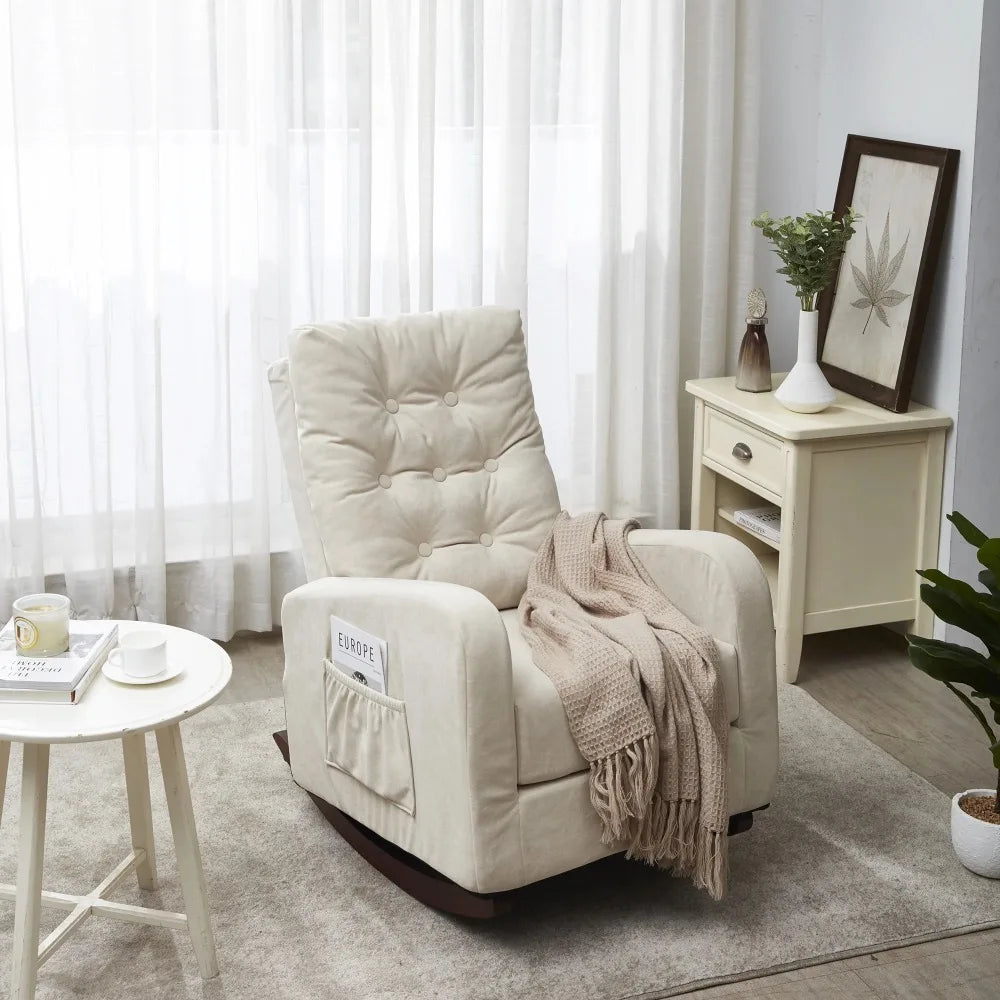 Adjustable Recliner Tatami Rocking Sofa Chair – Beige