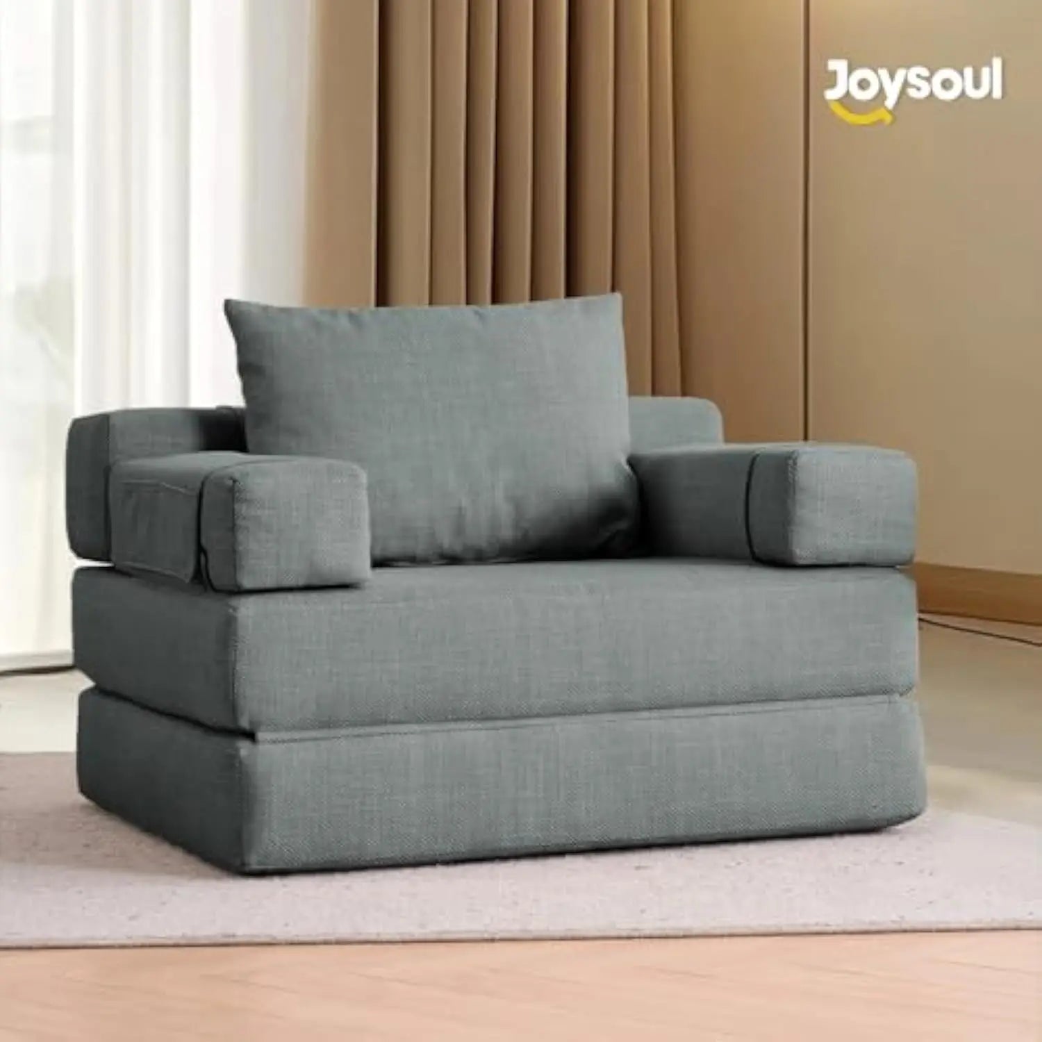 Folding Sofa Bed with Pillow – Dark Gray Convertible Sleeper Chair