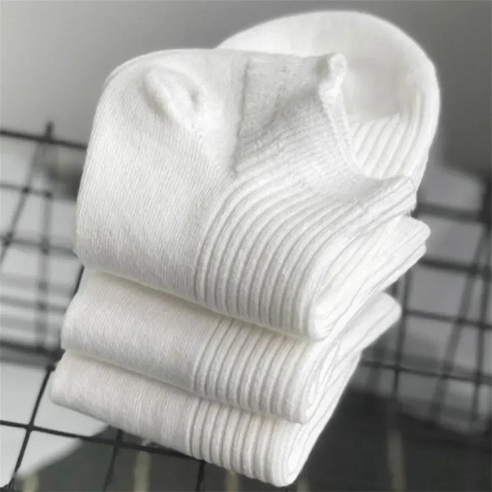 5 Pairs Women's Cotton Ankle Socks – Low-Cut, White (EU 36-42)