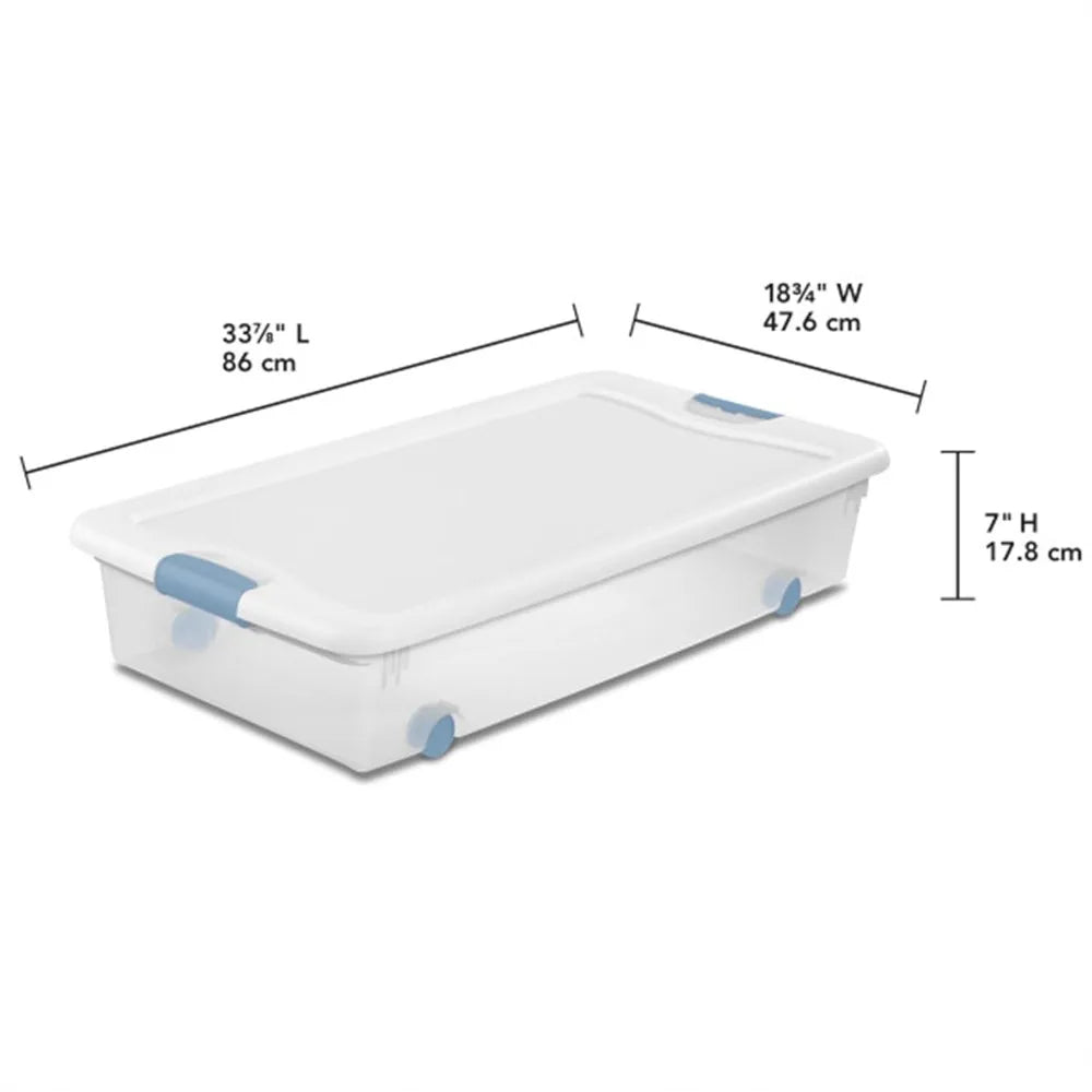 12-Pack Clear Plastic Under Bed Storage Bins with Lids – 56 Quart