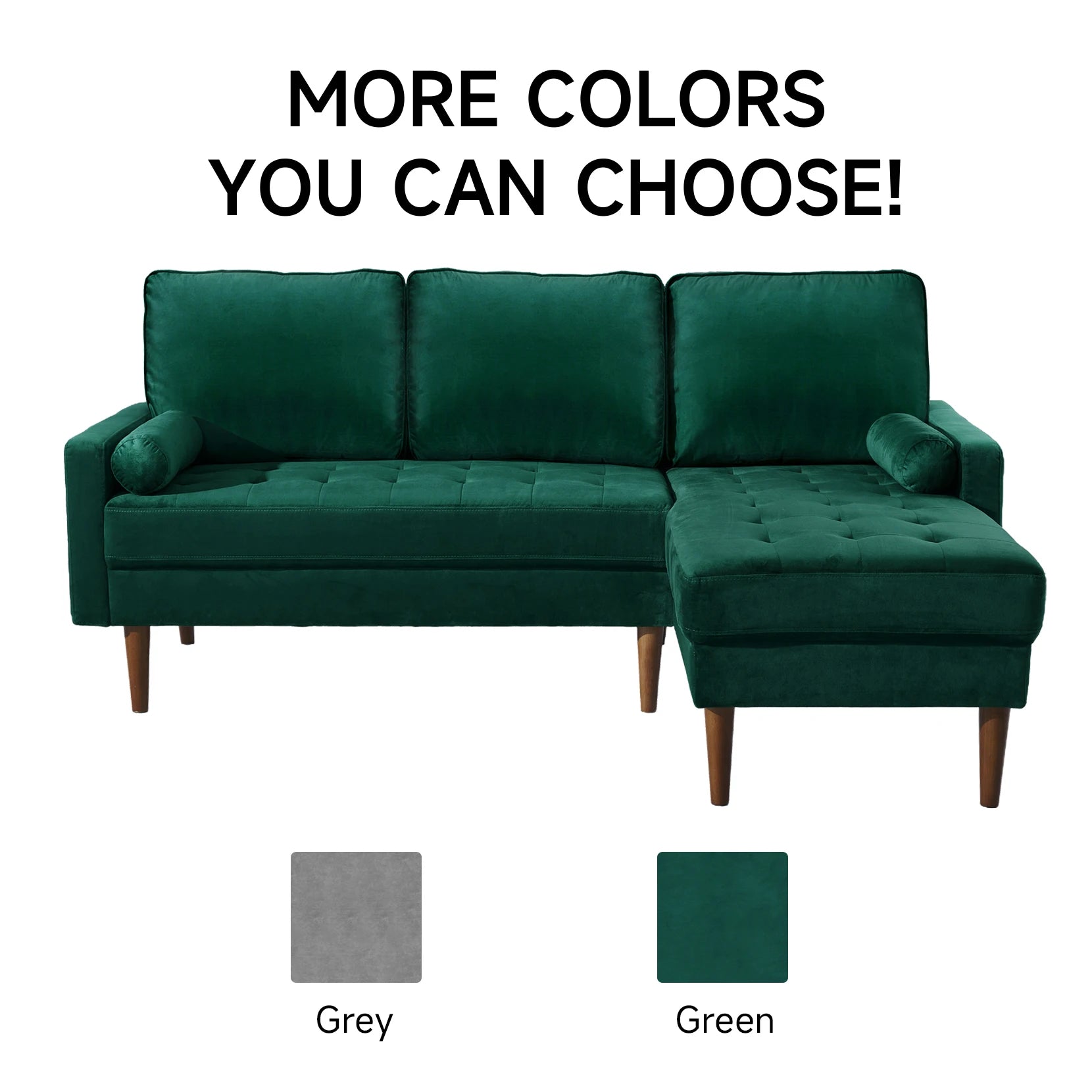 L-Shaped Velvet 3-Seater Sectional Sofa with Chaise