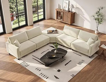 Txtin's Sectional Couches for Living Room, 4 Seat Sectional Couch with Removable Ottoman