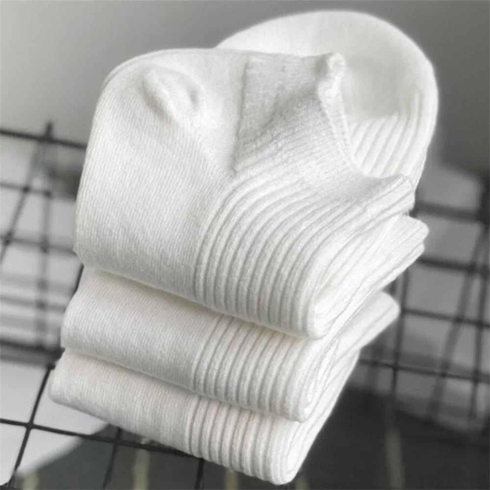 5 Pairs Women's Cotton Ankle Socks – Low-Cut, White (EU 36-42)