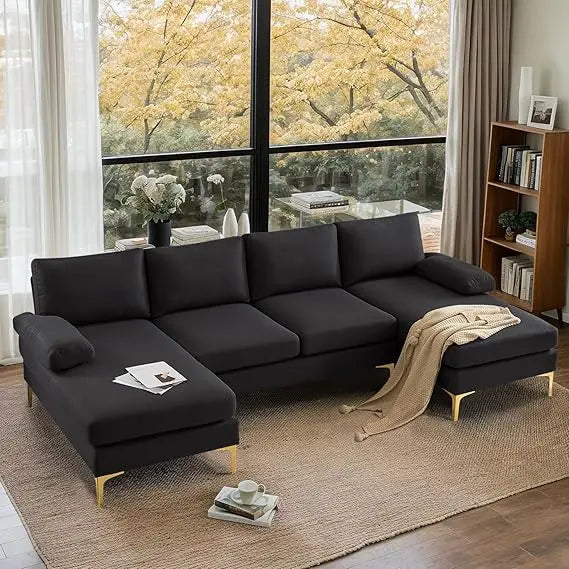 110" Modern U-Shaped Sectional Sofa with Double Chaise