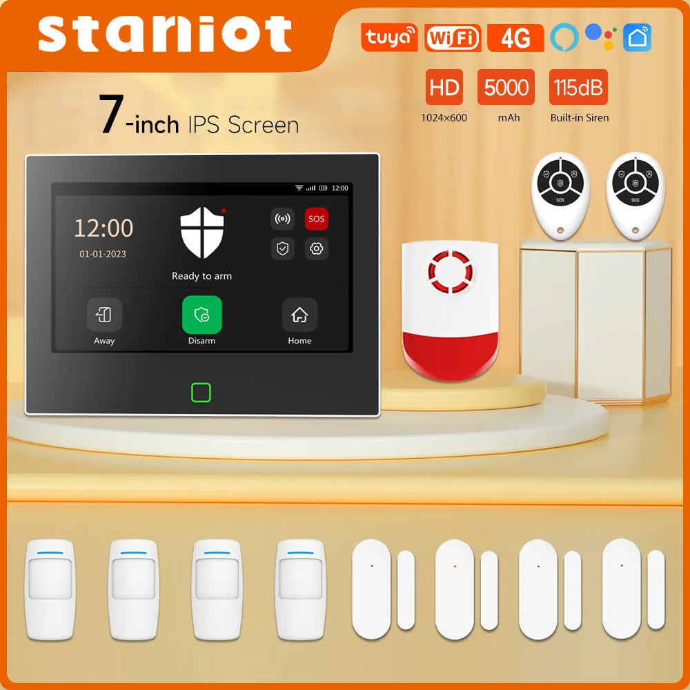Staniot 7" Tuya Smart WiFi 4G Alarm System
