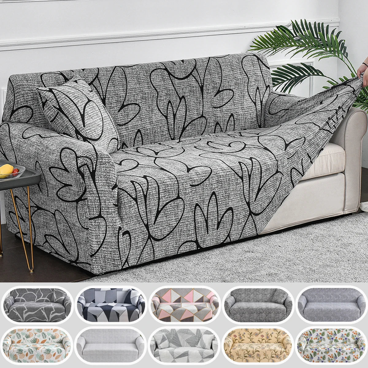 Flower Print Elastic Spandex Sofa Cover