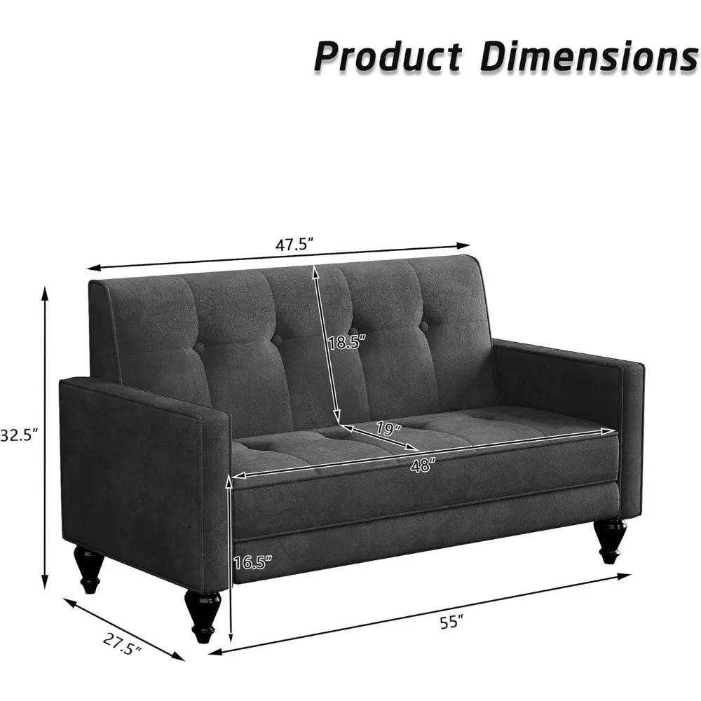 Velvet Mini Loveseat Sofa with Tufted Cushion