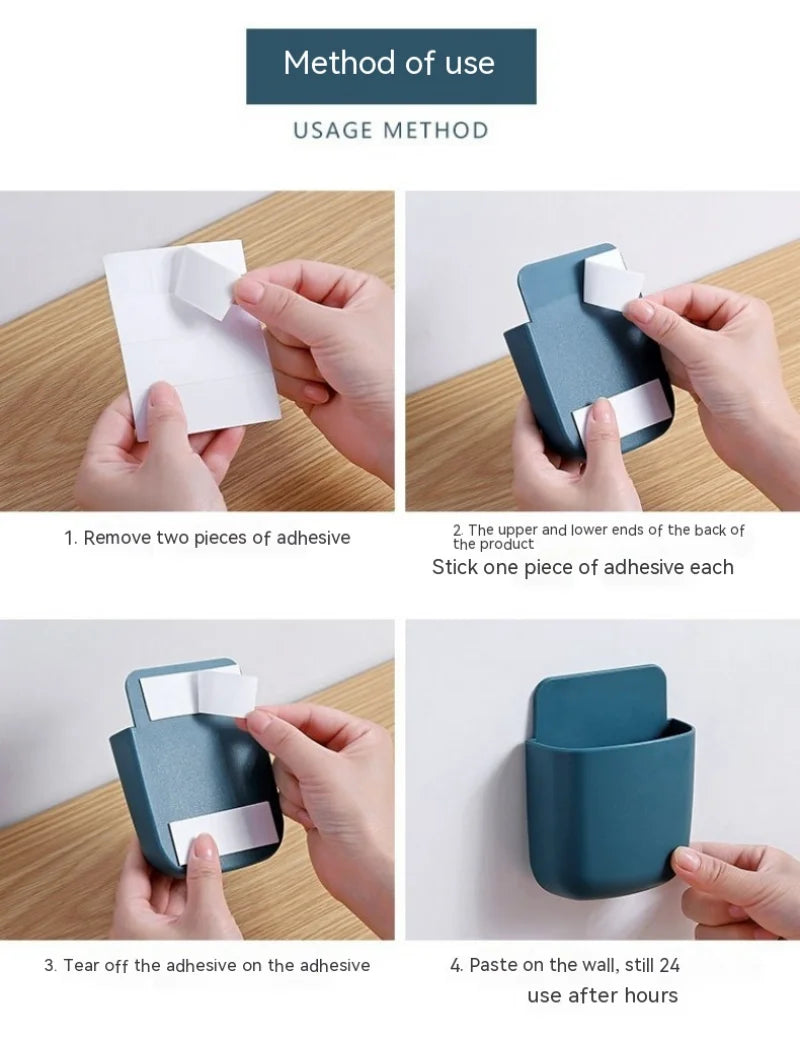 Wall-Mounted Storage Box – Phone & Remote Holder Stand