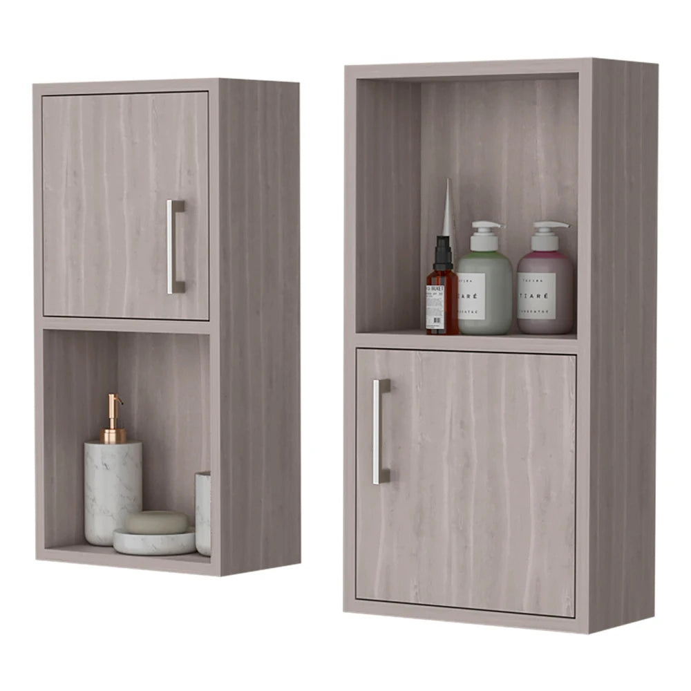 White Oak Bathroom Medicine Cabinets with Open Shelf (2-Pack)