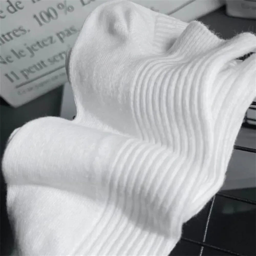 5 Pairs Women's Cotton Ankle Socks – Low-Cut, White (EU 36-42)