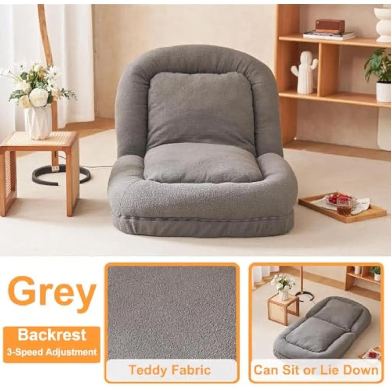 3-Position Adjustable Tatami Dog & Floor Sofa Bed with Pillows