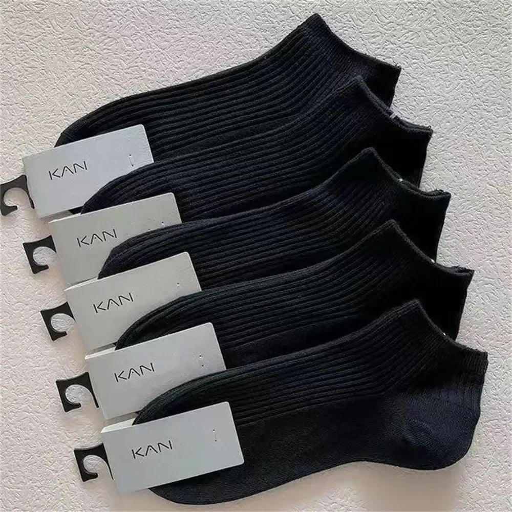 5 Pairs Women's Cotton Ankle Socks – Low-Cut, White (EU 36-42)