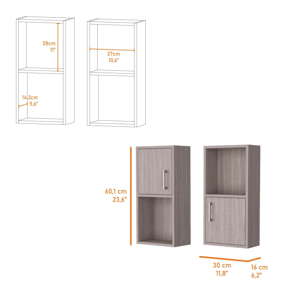 White Oak Bathroom Medicine Cabinets with Open Shelf (2-Pack)