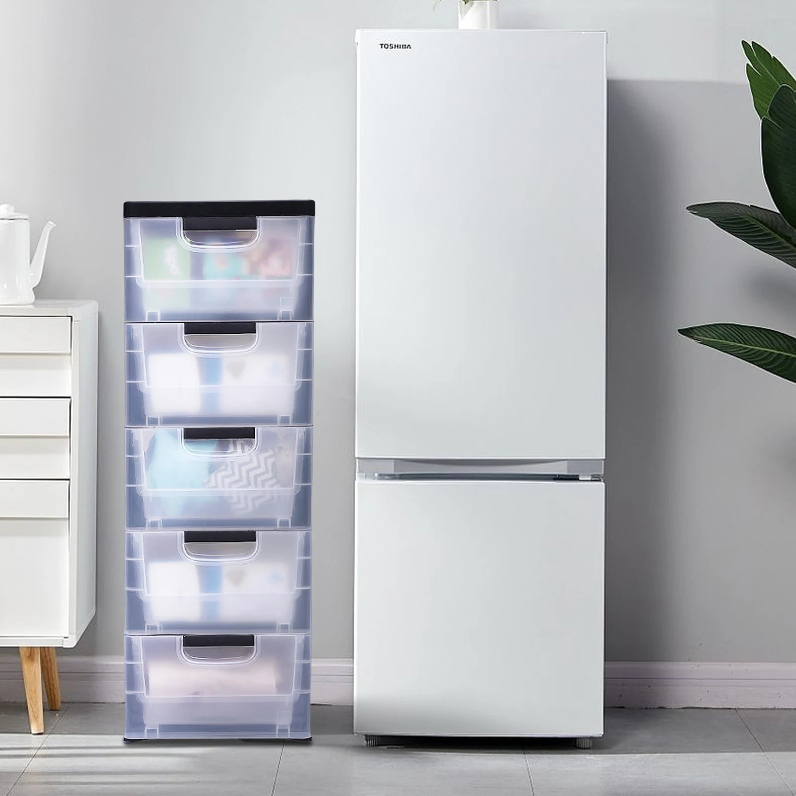 5-Floor Plastic Storage Cabinet with Transparent Drawers (30×40×84cm)