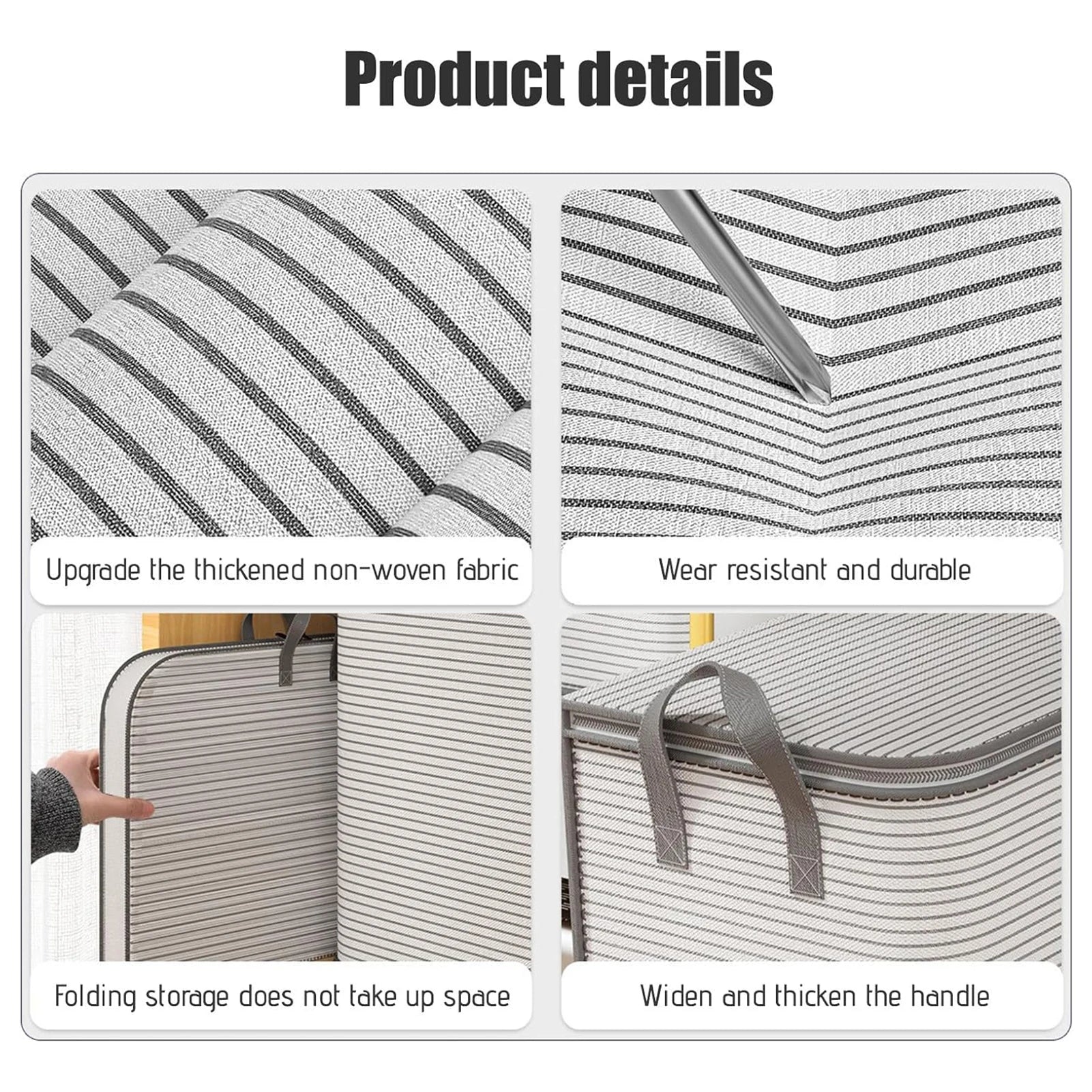 Large Capacity Quilts Storage Bag with Lid & Reinforced Handle