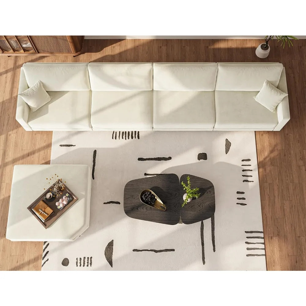 Txtin's Sectional Couches for Living Room, 4 Seat Sectional Couch with Removable Ottoman