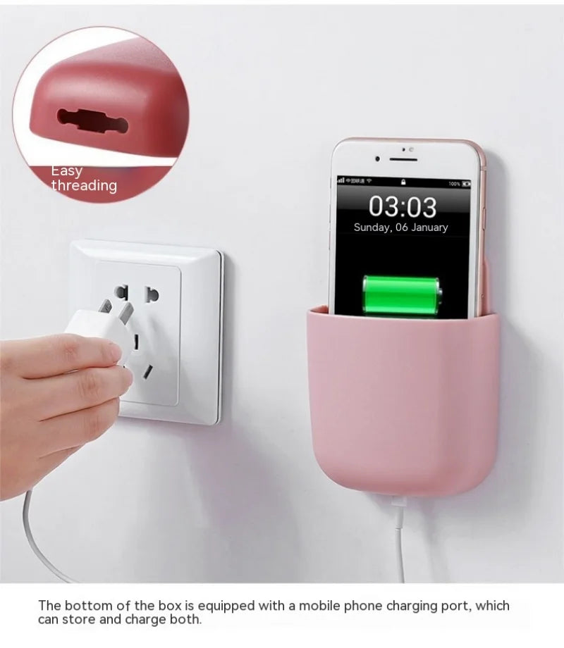 Wall-Mounted Storage Box – Phone & Remote Holder Stand