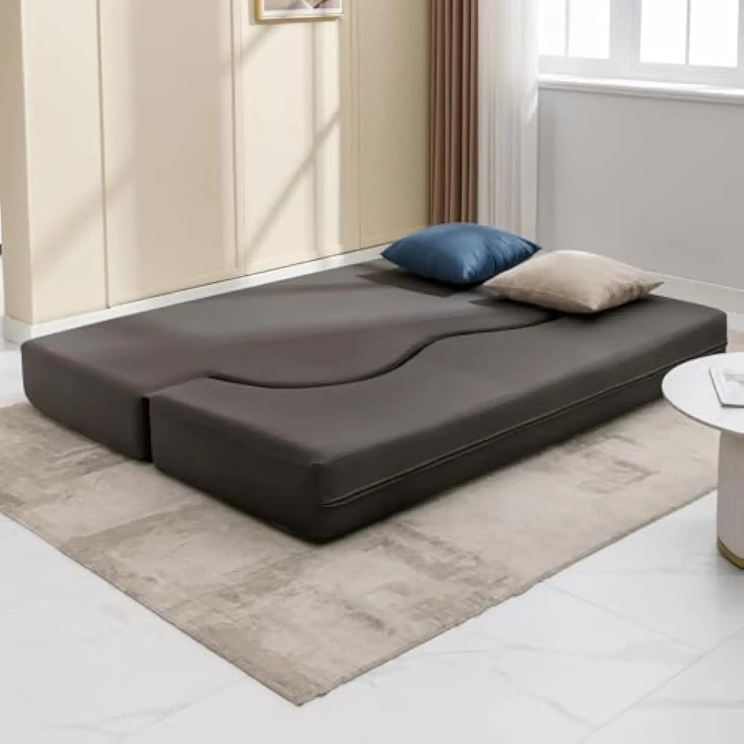 Queen Convertible Foldable Floor Sofa Bed – Leathaire Fabric