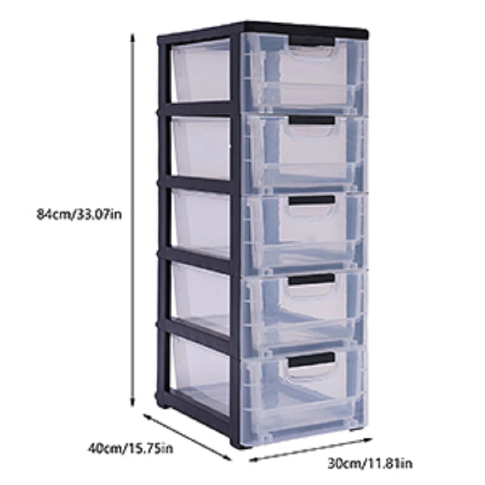 5-Floor Plastic Storage Cabinet with Transparent Drawers (30×40×84cm)