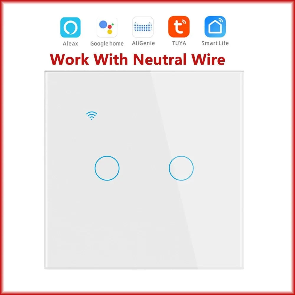 WiFi Touch Light Switch EU – 1/2/3/4 Gang, Tuya & Alexa Compatible