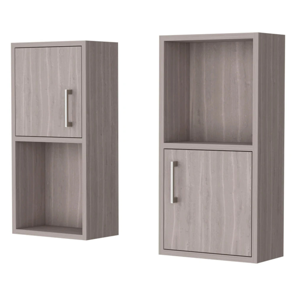White Oak Bathroom Medicine Cabinets with Open Shelf (2-Pack)