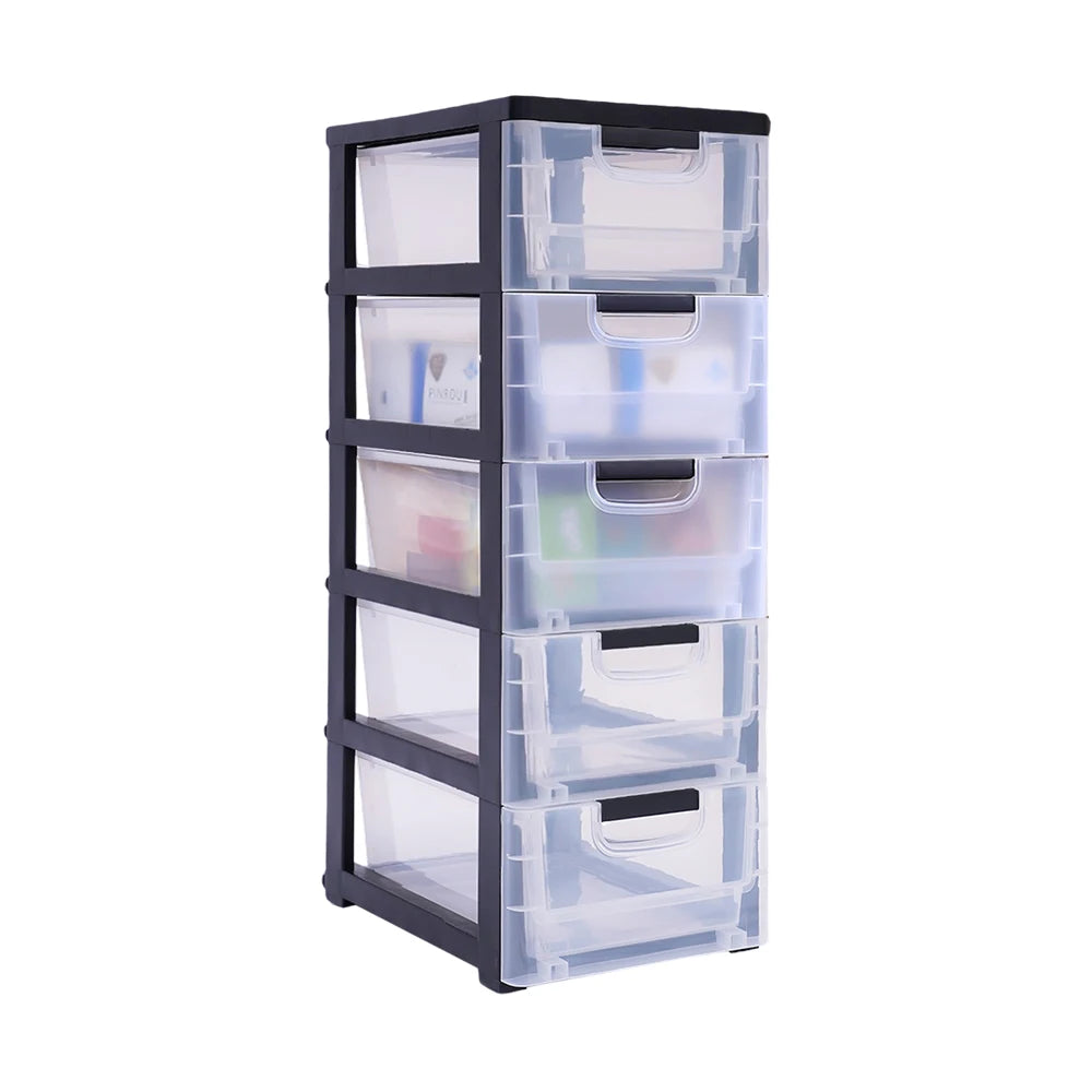 5-Floor Plastic Storage Cabinet with Transparent Drawers (30×40×84cm)