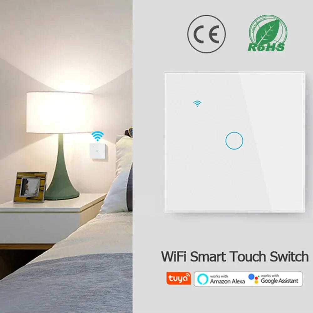 WiFi Touch Light Switch EU – 1/2/3/4 Gang, Tuya & Alexa Compatible
