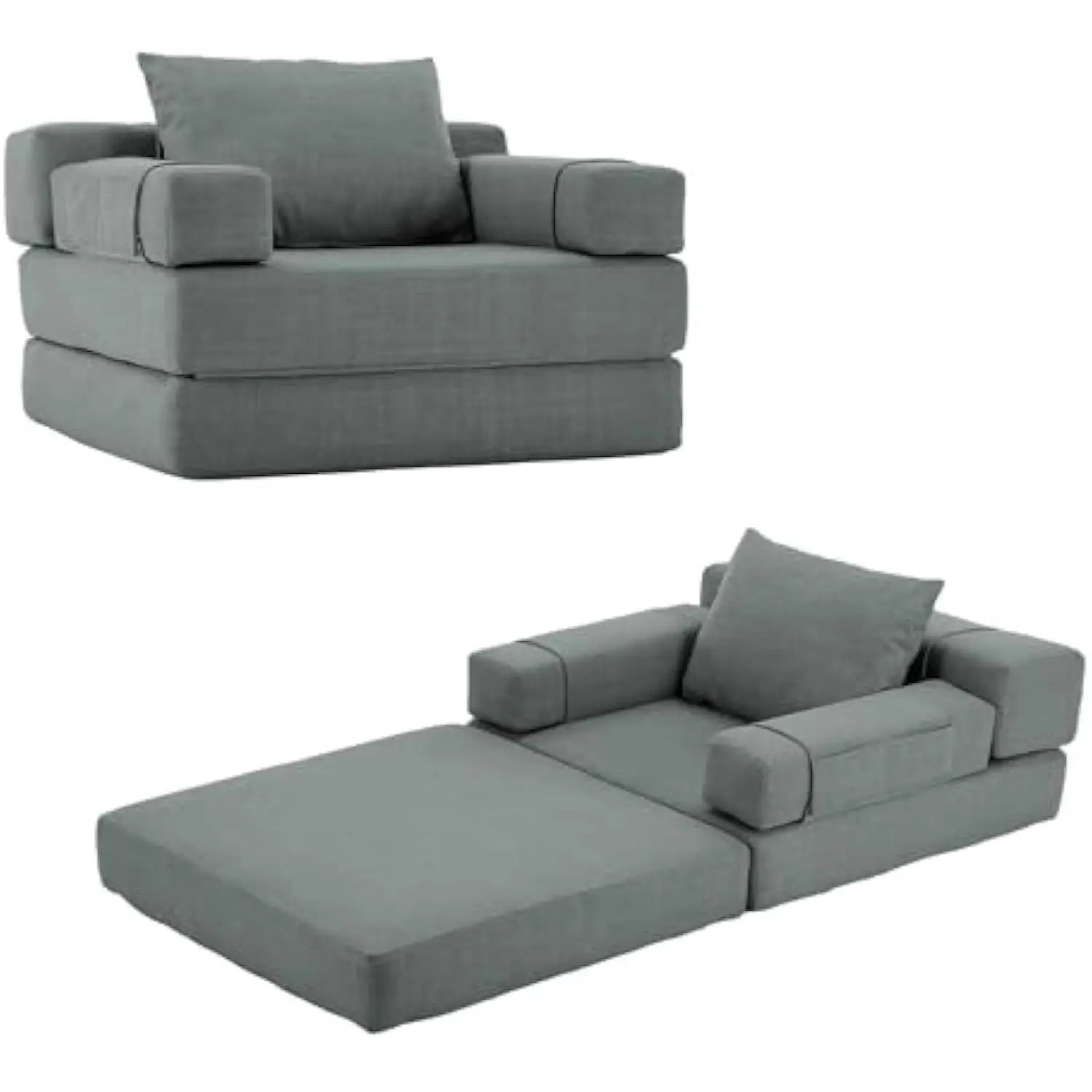 Folding Sofa Bed with Pillow – Dark Gray Convertible Sleeper Chair