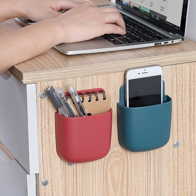 Wall-Mounted Storage Box – Phone & Remote Holder Stand