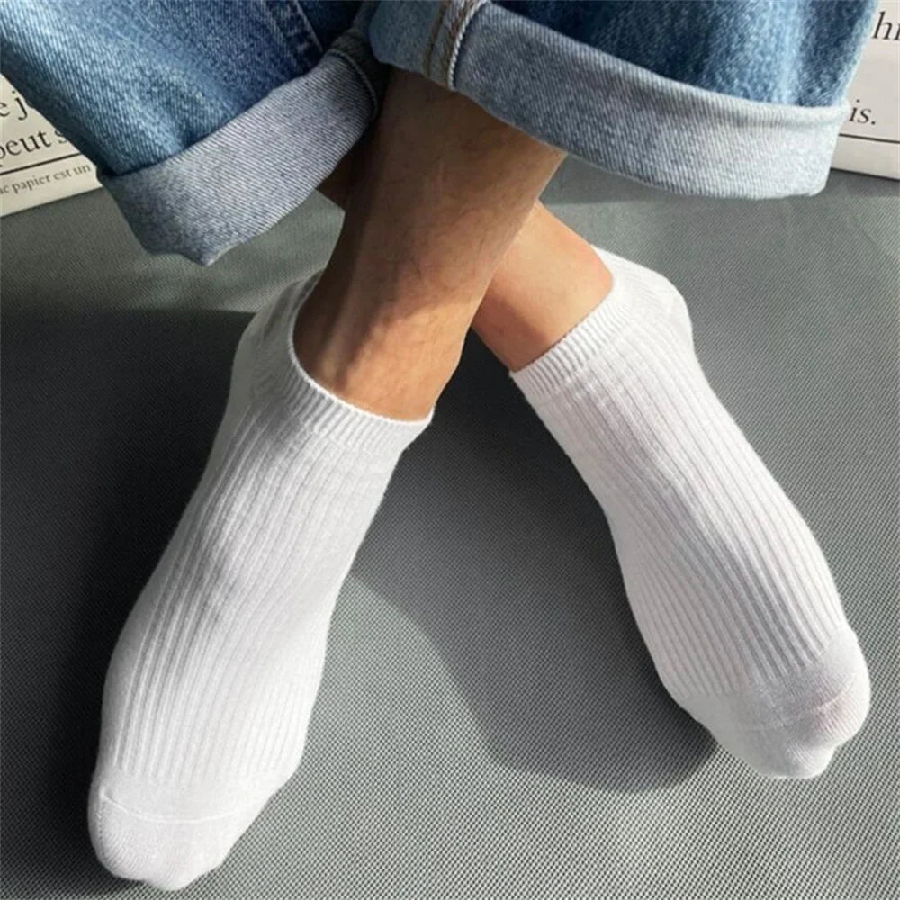 5 Pairs Women's Cotton Ankle Socks – Low-Cut, White (EU 36-42)