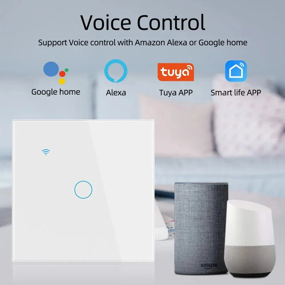 WiFi Touch Light Switch EU – 1/2/3/4 Gang, Tuya & Alexa Compatible